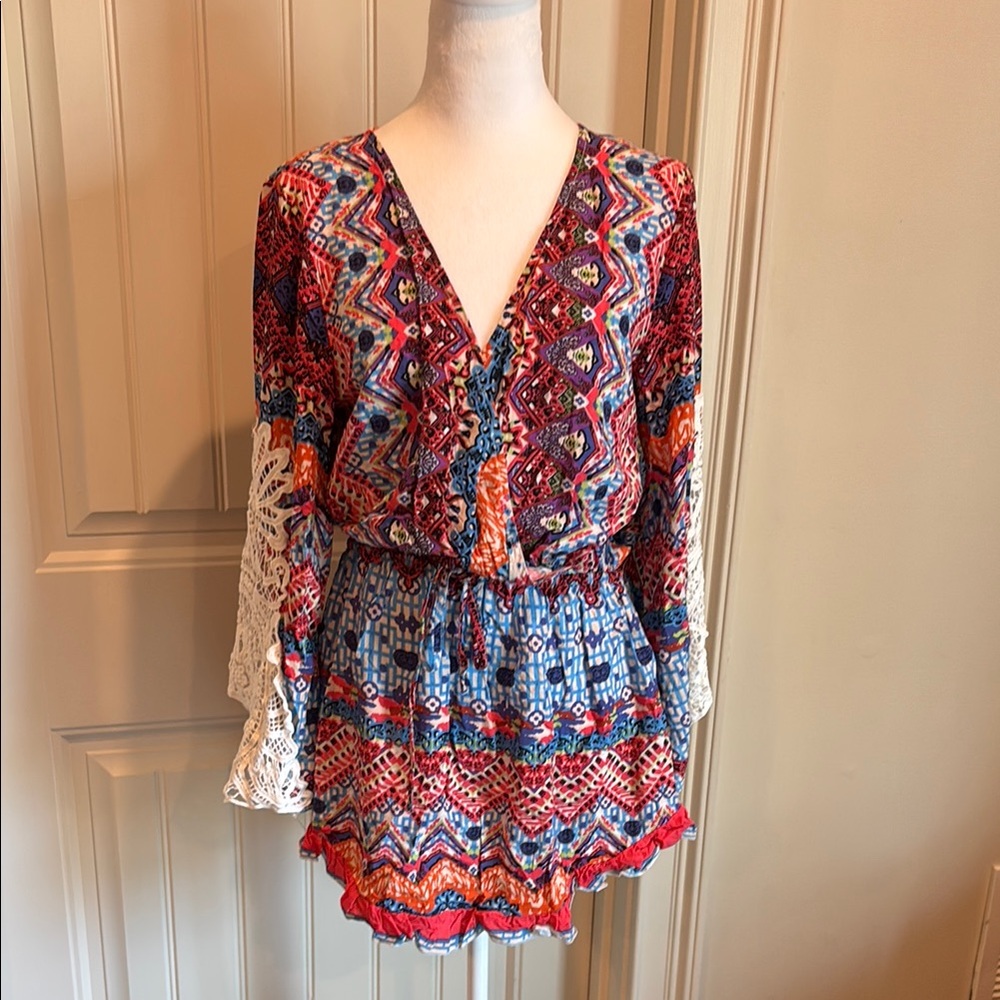 Bohemian Multicolor V-Neck Women's Top